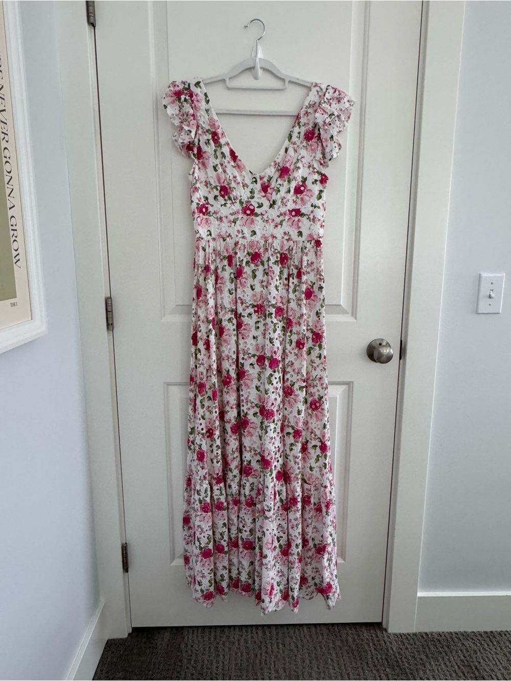 Altar’d State Lindi Eyelet Ruffle Sleeve Maxi Dress